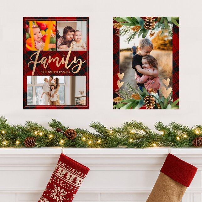 Rustic Family Photo Mur de Noël Art Décor (Rustic Family Photo Christmas Wall Art Décor Wall Art Sets)
