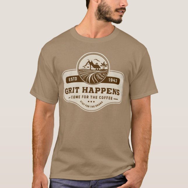 Rustic Farm Coffee Shop Sign funny T-Shirt (Vorderseite)
