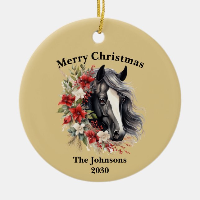 Rustic Farm Horse Christimas Photo Ornement (Devant)