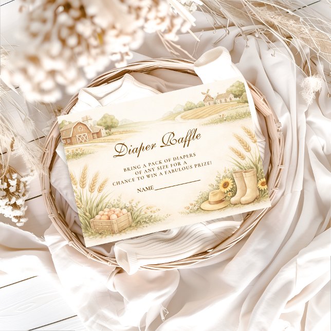 Rustic Farm Meadow Baby Shower Diapper Raffle Begleitkarte (Von Creator hochgeladen)