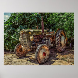 Rustic farm tractor poster
