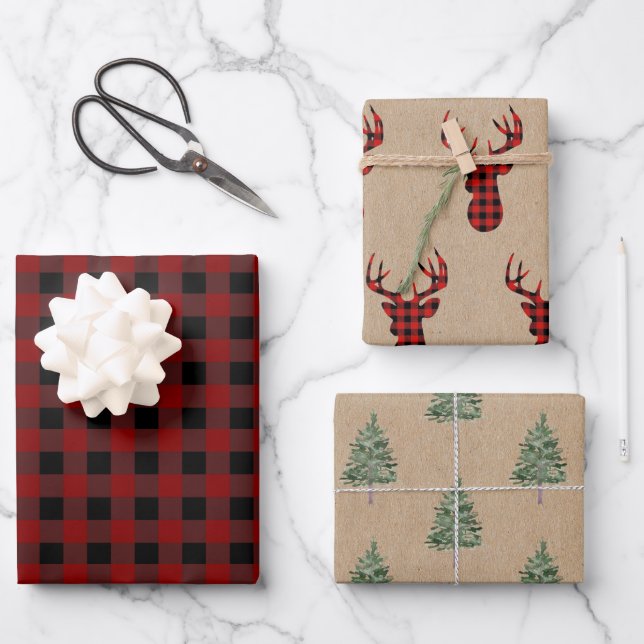 Rustic Farmhouse enveloppant du papier de Noël kra (Recto)