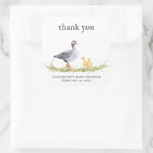 Rustic Farmhouse Gans Babyparty-Geschenk Quadratischer Aufkleber