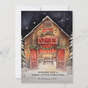 Rustic Farmhouse Grange Carte photo de Noël