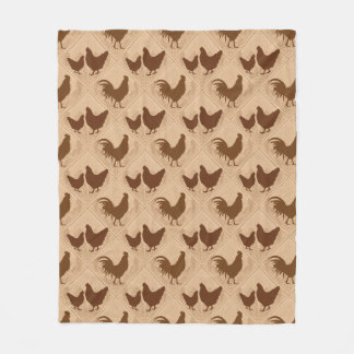 Rustic Farmhouse Hen Pattern – In Warm Brown  Fleecedecke