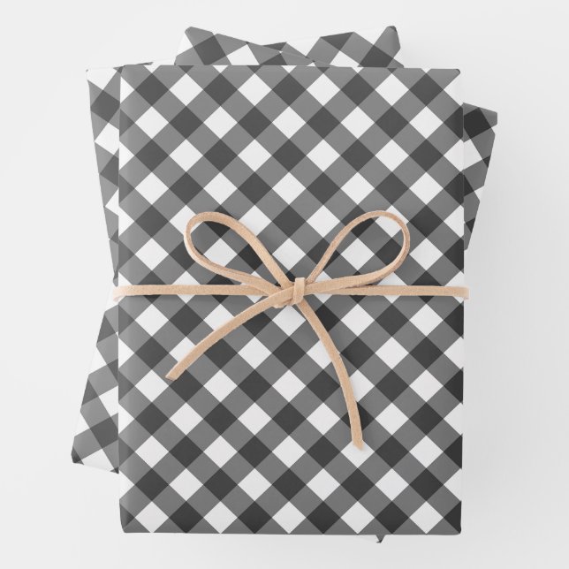 Rustic Farmhouse Monochrome Buffalo Check Geometri Geschenkpapier Set (Beispiel)