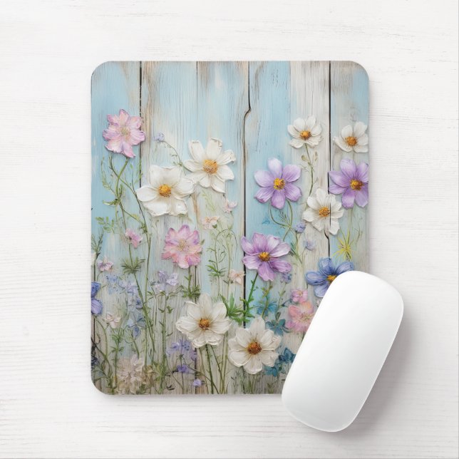 Rustic Farmhouse Wildflower Cottage Floral Mousepad (Mit Mouse)