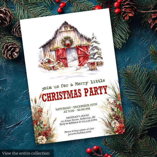 Rustic Farmhouse Yuletide Party Invitation Einladung (Rustic Farmhouse Yuletide Party Invitation)