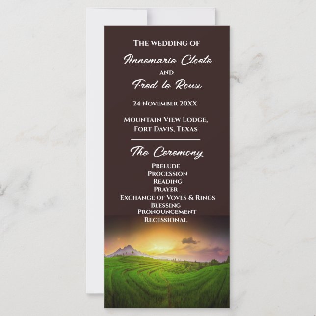 Rustic Farmland Sunrise/Sunset Ceremony Programme (Devant)