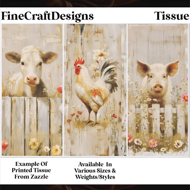 Rustic Farmyard Cow Rooster Pig FD1 Decoupage Seidenpapier (Von Creator hochgeladen)