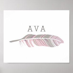 Rustic Feather   Persönliche Wandkunst mit Namen i Poster