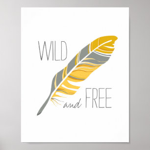 Rustic Feather   Wild and Free Nursery Wall Art Poster
