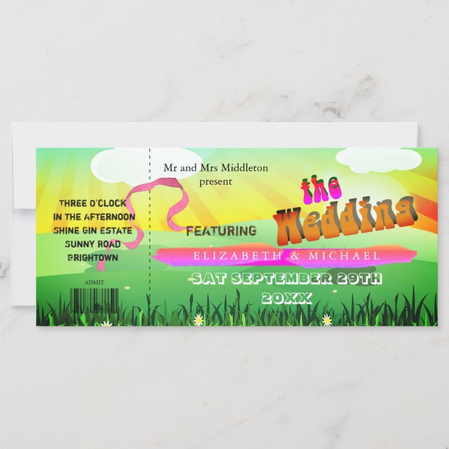 Rustic Festival Wedfest Modern Wedding Einladung (Vorderseite)