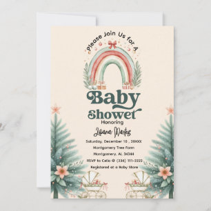 Rustic Festive Rainbow Weihnachtsdusche Einladung
