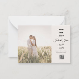 Rustic Field Photo Save the Date with QR Code Mitteilungskarte