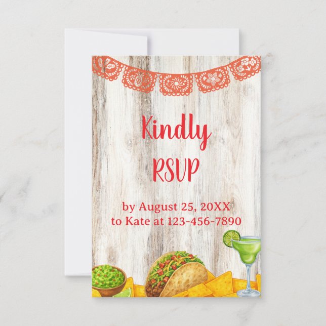 Rustic Fiesta RSVP Card with Optional QR Code (Devant)