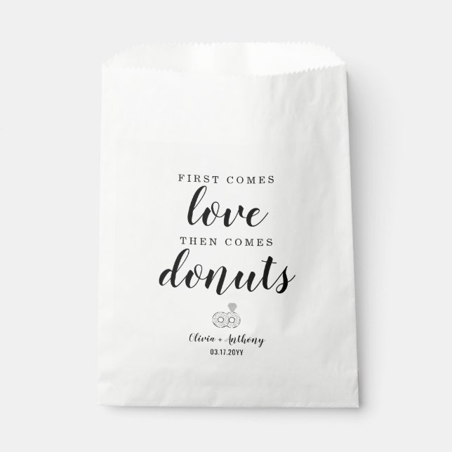 Rustic First kommt Liebe Donuts Sweet Leckerei Wed Geschenktütchen (Vorderseite)