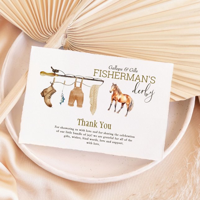 Rustic Fisherman's Derby Baby Shower Fishing Dankeskarte (Von Creator hochgeladen)