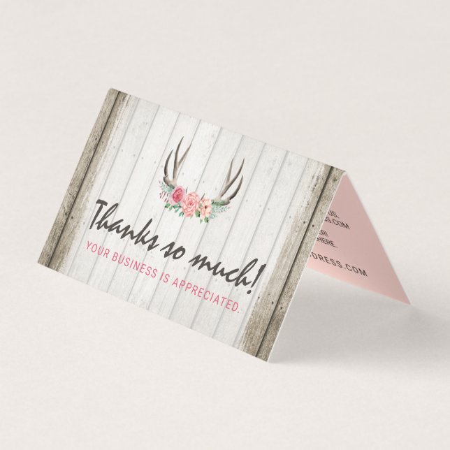 Rustic Floral Antlers Shabby Chic Rose Vielen Dank (Vorderseite)