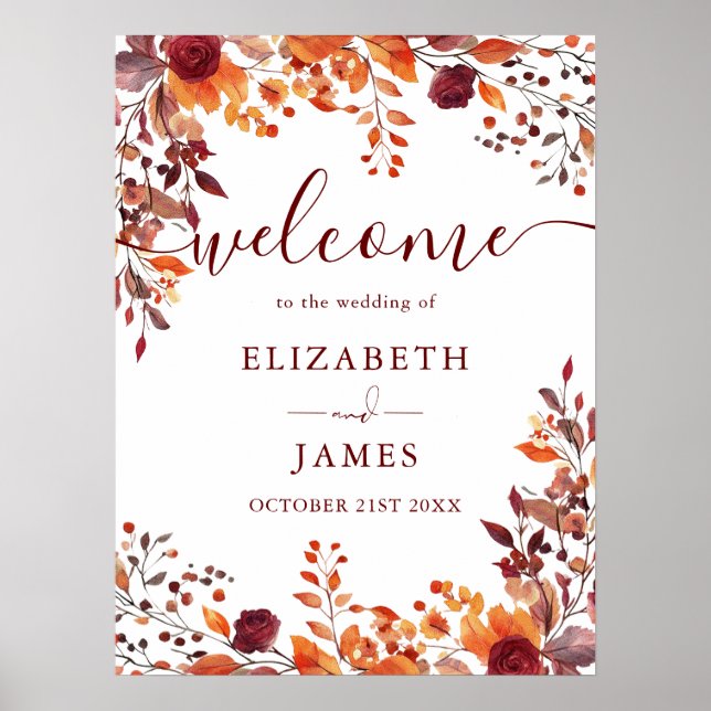 Rustic Floral Autumn Mariage de automne Affiche de (Devant)