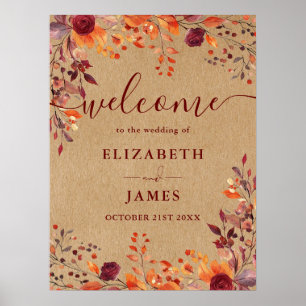 Rustic Floral Autumn Mariage de automne Affiche de