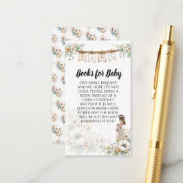 Rustic Floral Baby Shower Books for Baby Begleitkarte