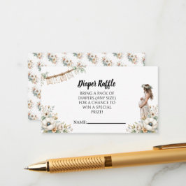 Rustic Floral Baby Shower Diaper Raffle   Begleitkarte