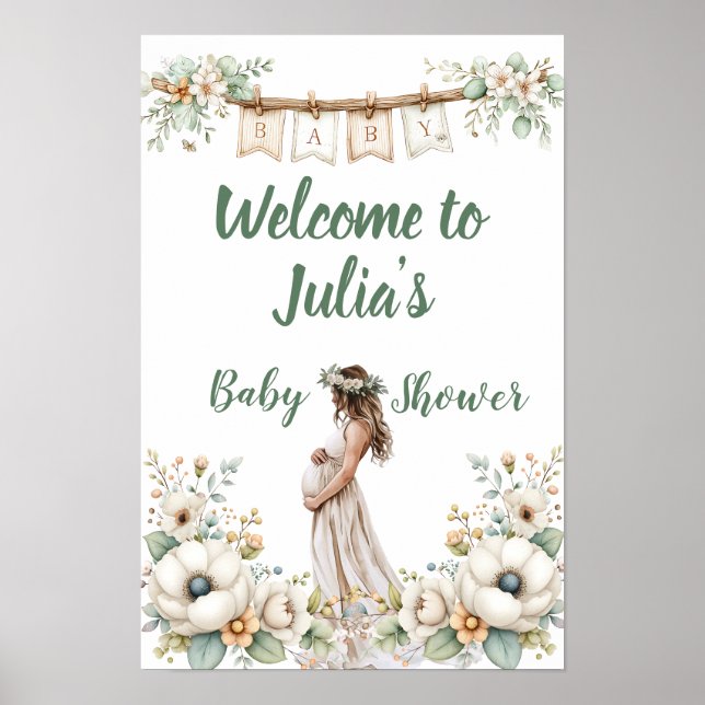 Rustic Floral Baby Shower  Poster (Vorne)