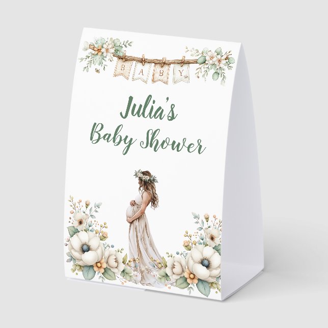 Rustic Floral Baby Shower  Tischaufsteller (Vorderseite)