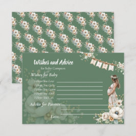 Rustic Floral Baby Shower Wishes and Advice Begleitkarte