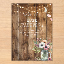 Rustic Floral Blossoms Save the Date Invitation