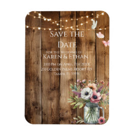 Rustic Floral Blossoms Save the Date Invitation  Magnet