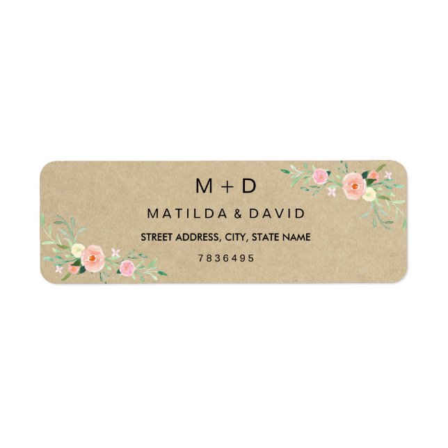 Rustic Floral Boho Wedding Address Label (Vorne)