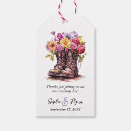 Rustic Floral Boots Country Farm Wedding Vielen Da Geschenkanhänger