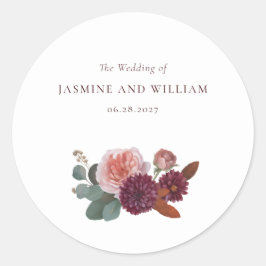 Rustic Floral Bouquet Wedding Envelope seal Runder Aufkleber