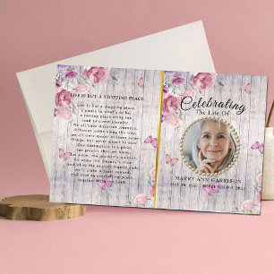 Rustic Floral Celebration of Life Programme