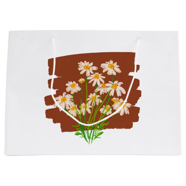 Rustic floral design on brown background große geschenktüte (Vorderseite)