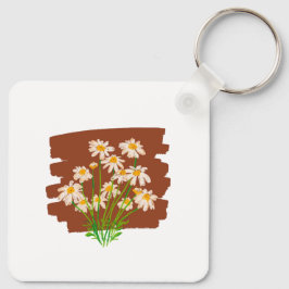 Rustic floral design on brown background schlüsselanhänger