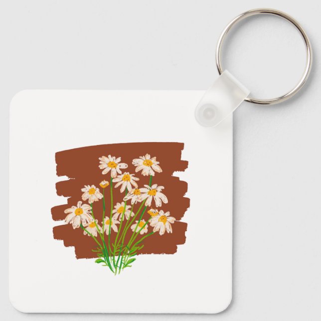 Rustic floral design on brown background schlüsselanhänger (Rückseite)