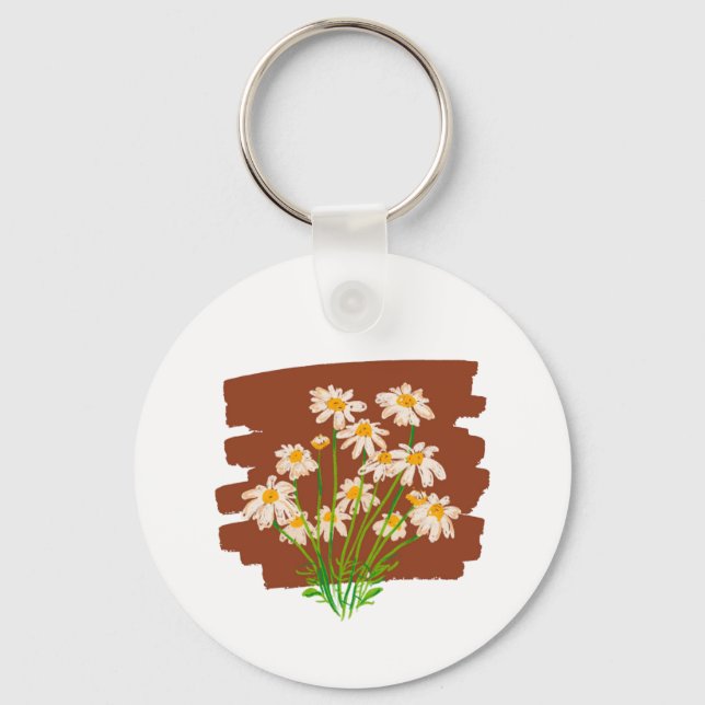 Rustic floral design on brown background schlüsselanhänger (Vorderseite)