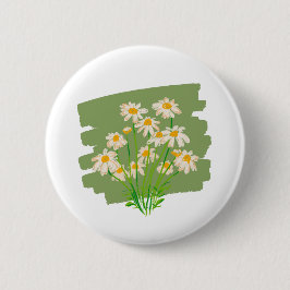 Rustic Floral Design on Green Background Button
