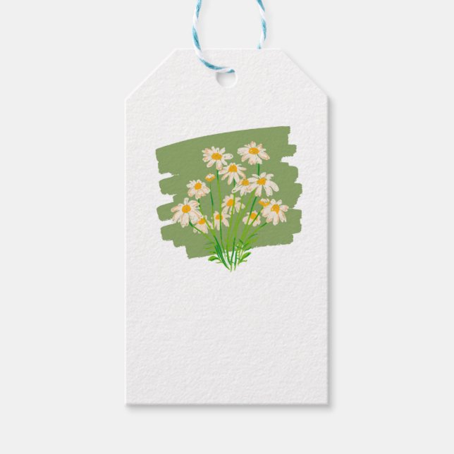 Rustic Floral Design on Green Background Geschenkanhänger (Vorderseite)