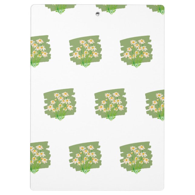 Rustic Floral Design on Green Background Klemmbrett (Rückseite)