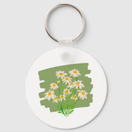 Rustic Floral Design on Green Background Schlüsselanhänger