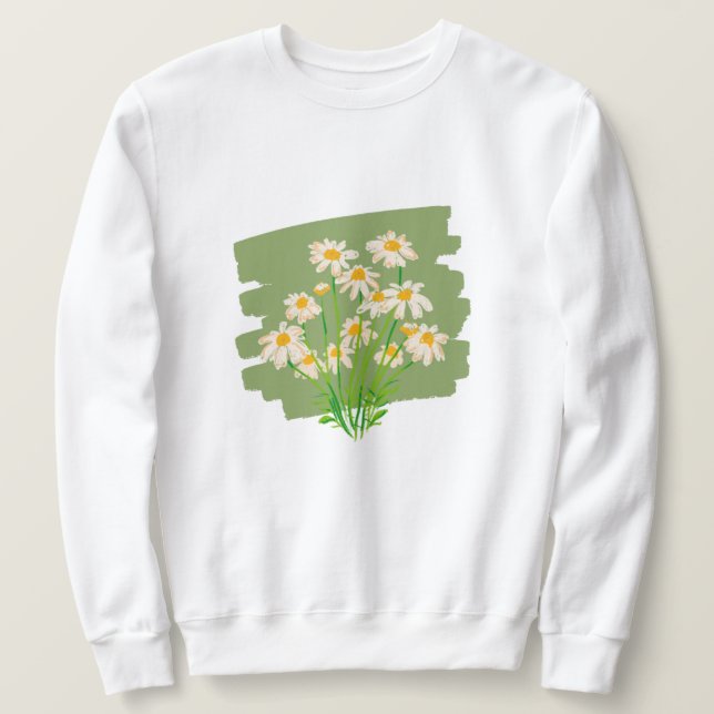 Rustic Floral Design on Green Background Sweatshirt (Design vorne)