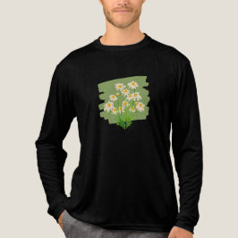 Rustic Floral Design on Green Background Tri-Blend Shirt