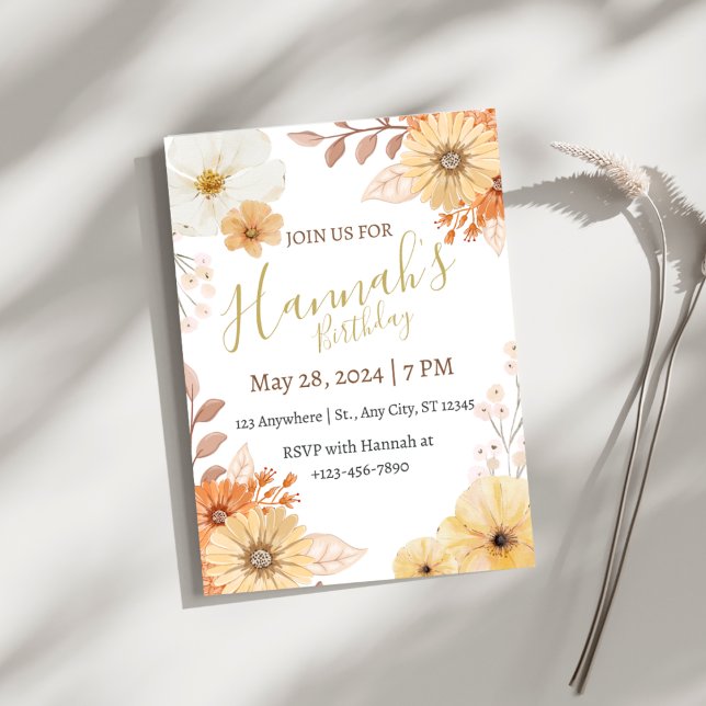 Rustic Floral For Women – Boho Fall Flowers Einladung (Von Creator hochgeladen)