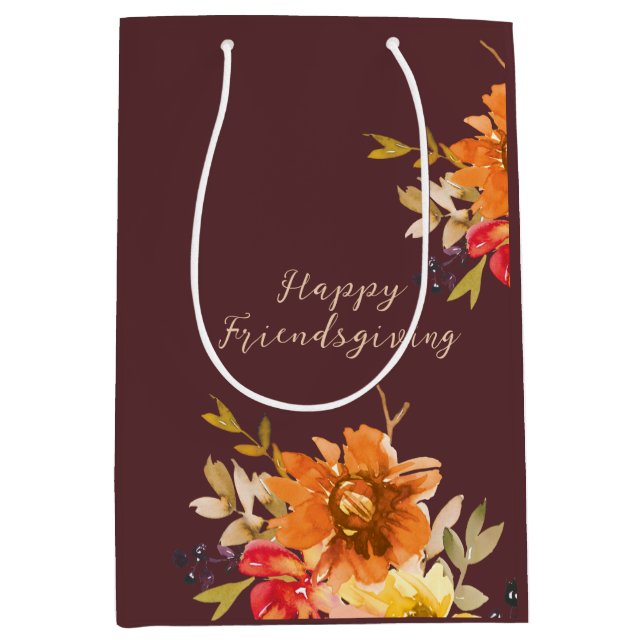 Rustic Floral Friendsgiving  Mittlere Geschenktüte (Vorderseite)