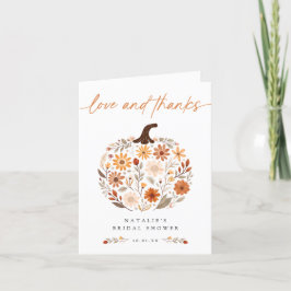 Rustic Floral Pumpkin Brautparty Danke Karte