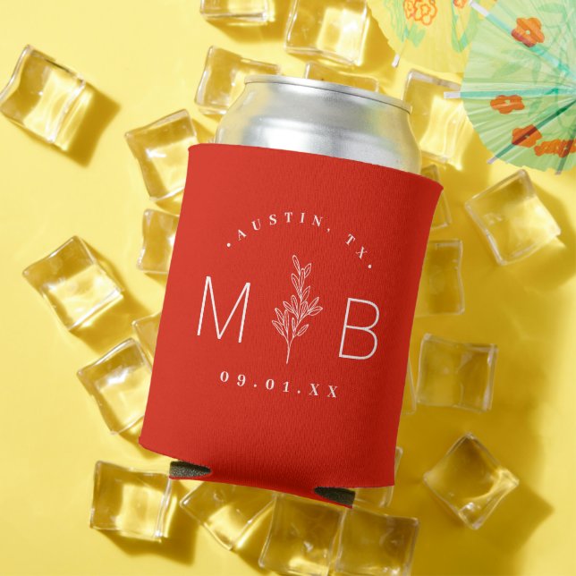 Rustic Floral Stem Wedding Monogram | Red Dosenkühler (In Situ Sommer)